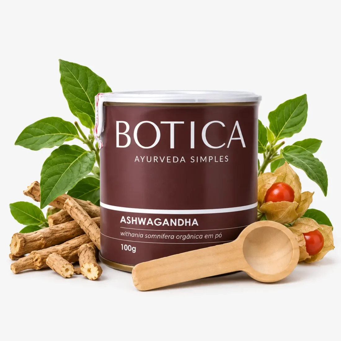 ASHWAGANDHA ORGÂNICA EM PÓ - LATA COM DOSADOR 100G