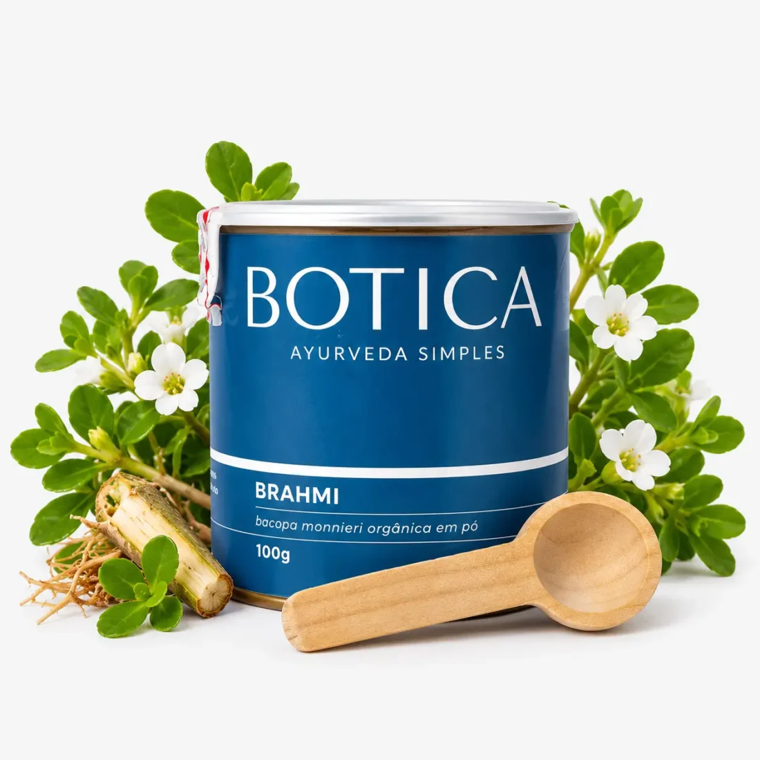 BRAHMI - BACOPA MONNIERI ORGÂNICO EM PÓ - LATA COM DOSADOR 100G